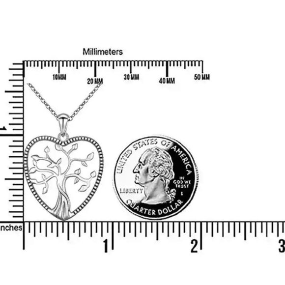S925 Sterling Silver TREE OF LIFE HEART NECKLACE - Picture 5 of 5